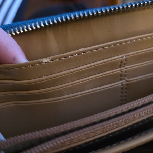 Coach Darcy Clutch Blue Wallet Textured Zipper Purse Safiano Leather - Picture 6 of 8